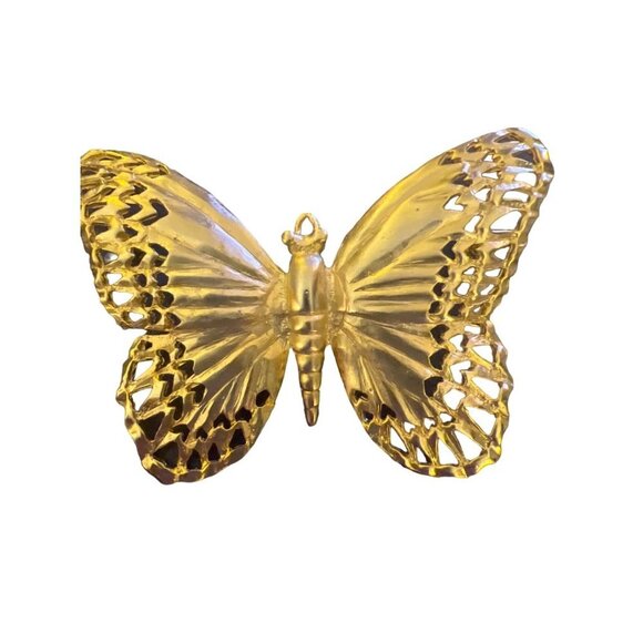 Butterfly Brooch Gold Tone Large Nice Detail Lightweight - Picture 1 of 5